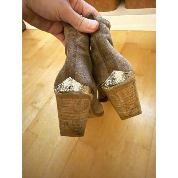 Jeffrey Campbell Cromwell Taupe Cut Out Suede Pointed Toe Boots Western 11 - Picture 4 of 5